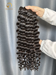 Affordable Raw Loose Deep Wave Bundle Weft - #1B