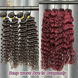 Raw Cambodia Deep Wave Bundle Dyed to Burgundy