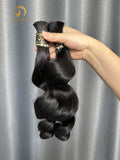 #Jet Black Loose Wave Bulk Hair for Bobo Braiding
