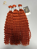 350# Ginger Orange Bulk Hair for bobo braiding - Deep wave