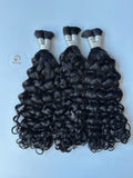 #1 Jet Black Italian Curly Bulk Hair for Bobo Braiding