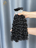 #1 Jet Black Italian Curly Bulk Hair for Bobo Braiding