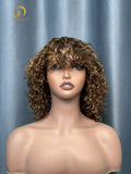 Highlight Curly Bang Wig No Lace