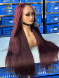 Burgundy Virgin Wig Made by 4 Bundles