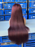Burgundy Virgin Wig Made by 4 Bundles