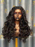 VV U Part Wig Loose Wave made by 3 bundles #1B