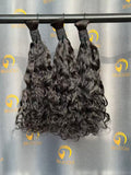 #Jet Black Water Wave Bulk Hair for Bobo Braiding