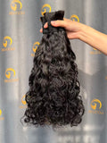 #Jet Black Water Wave Bulk Hair for Bobo Braiding