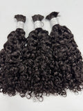 Jet Black Burmese Curly Bulk Hair for Bobo Braiding