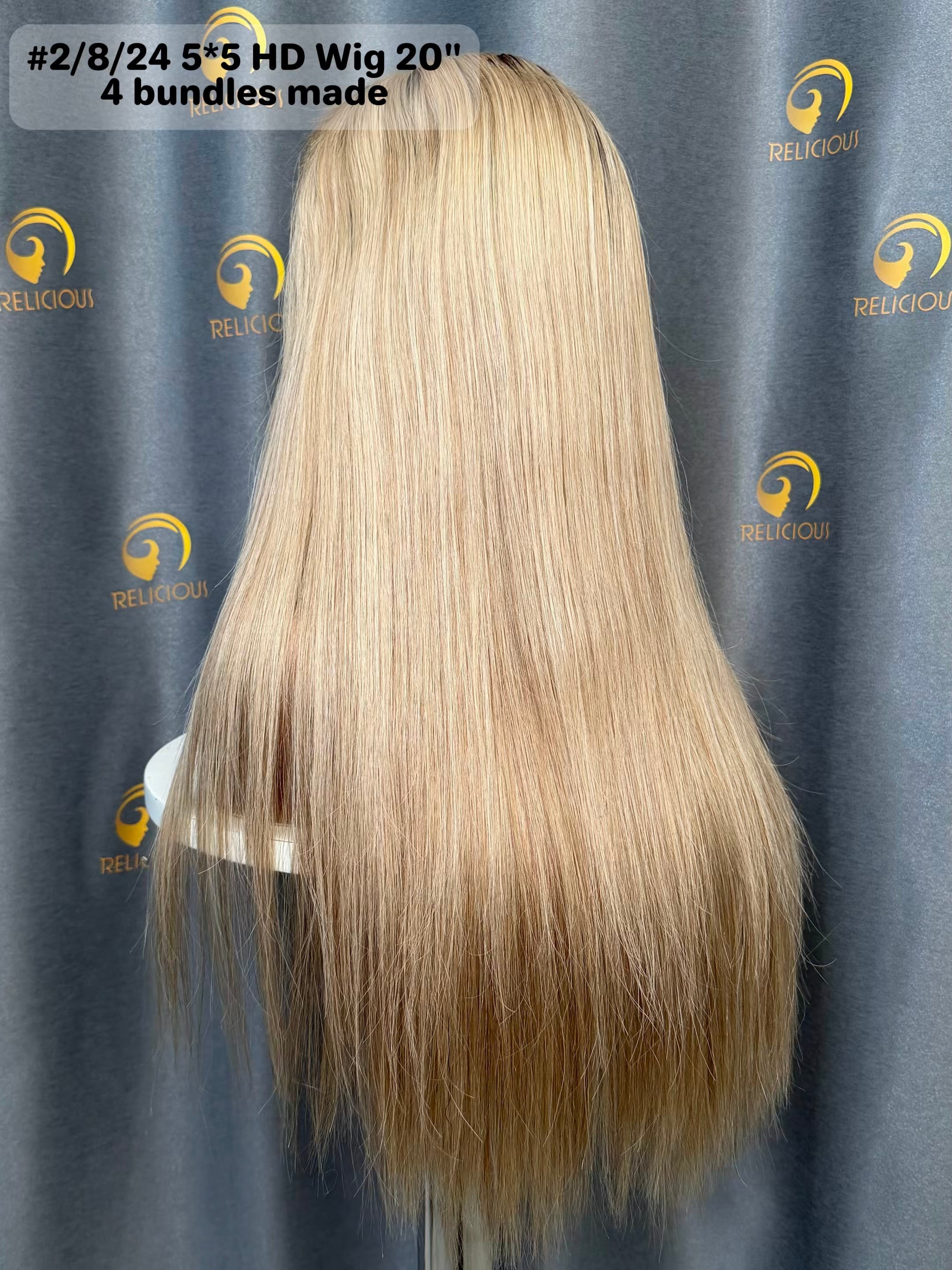 PreColored #2/8/24 HD Wig Luxury Virgin Hair