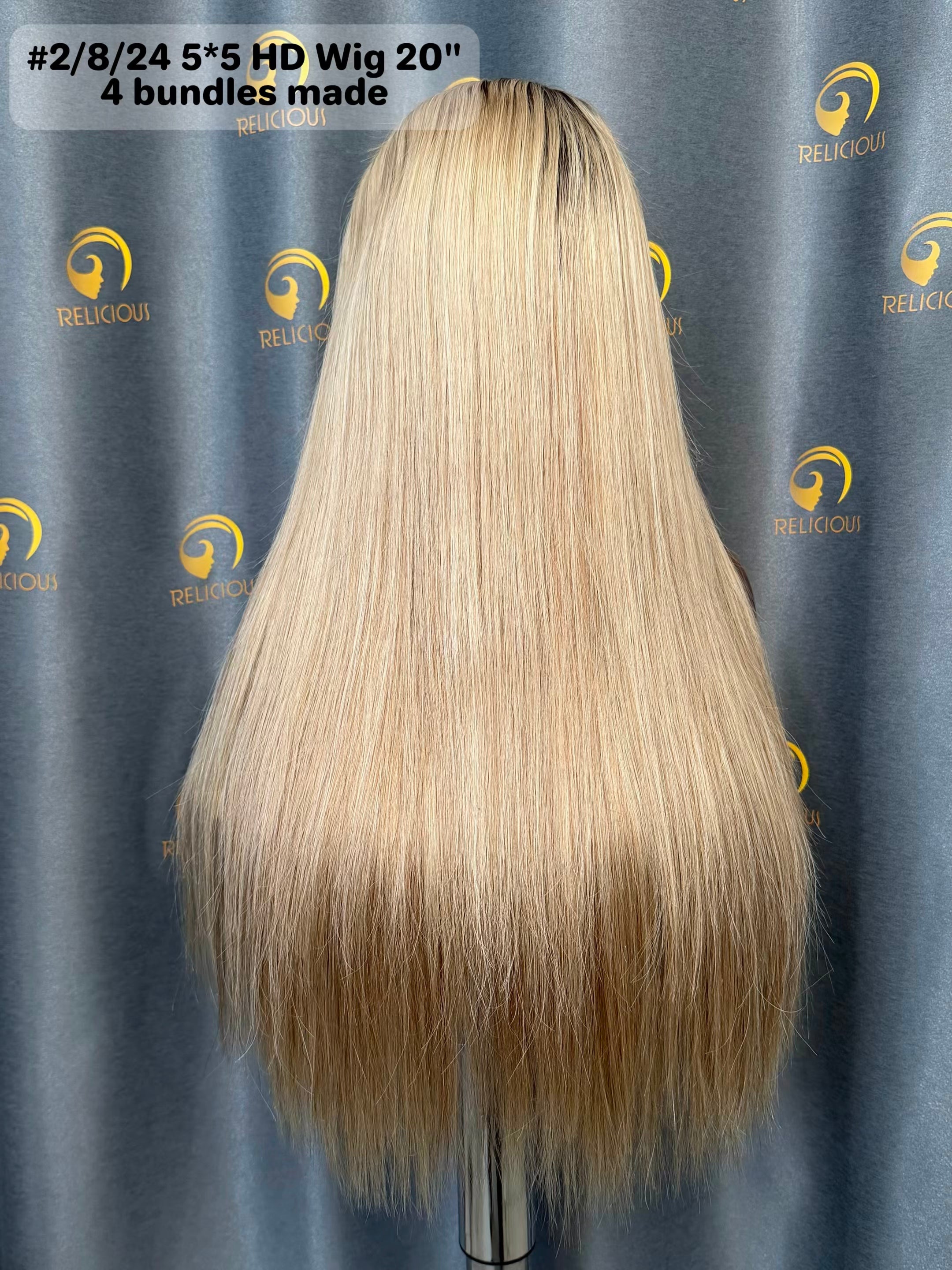 PreColored #2/8/24 HD Wig Luxury Virgin Hair