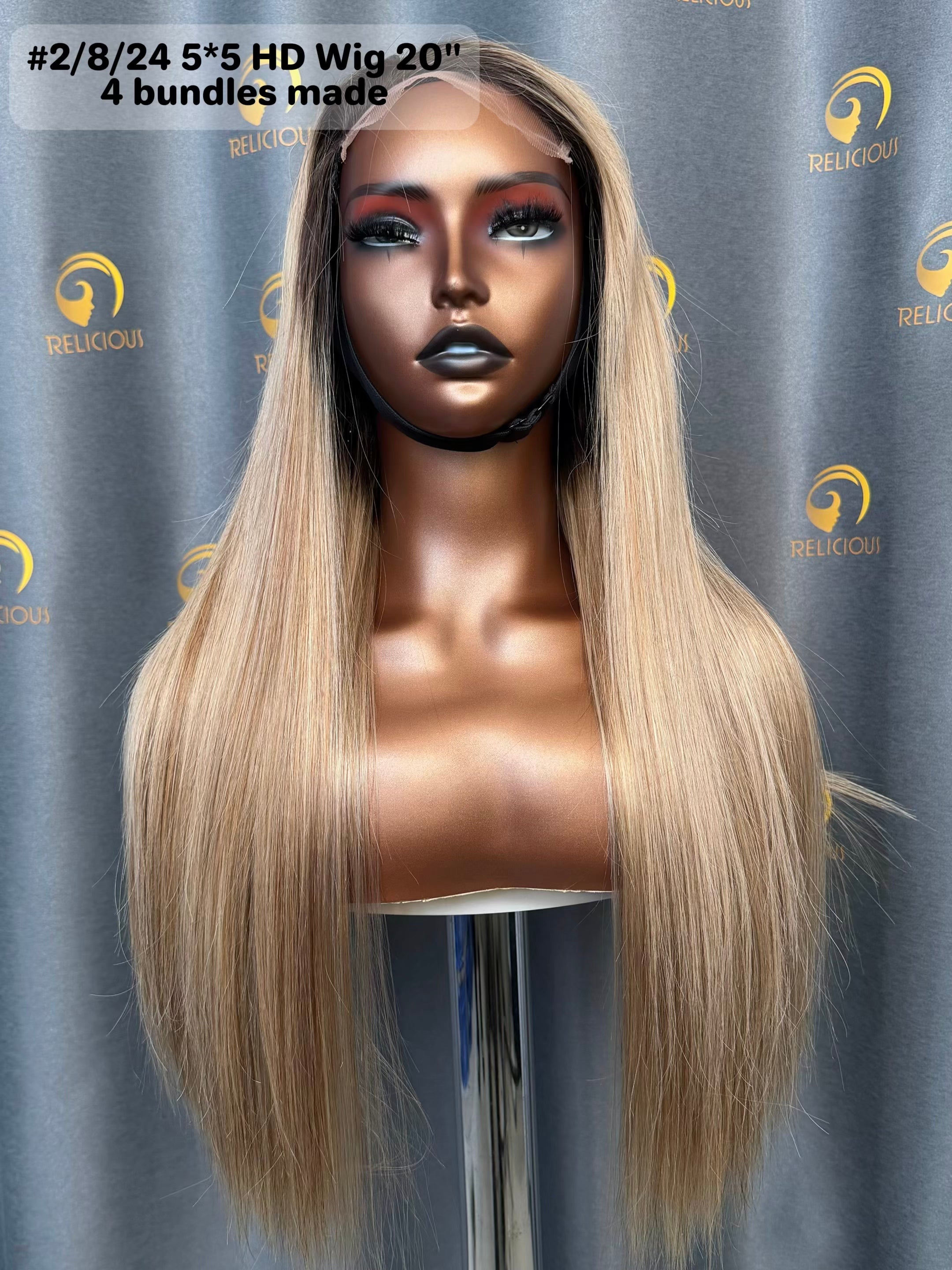 PreColored #2/8/24 HD Wig Luxury Virgin Hair