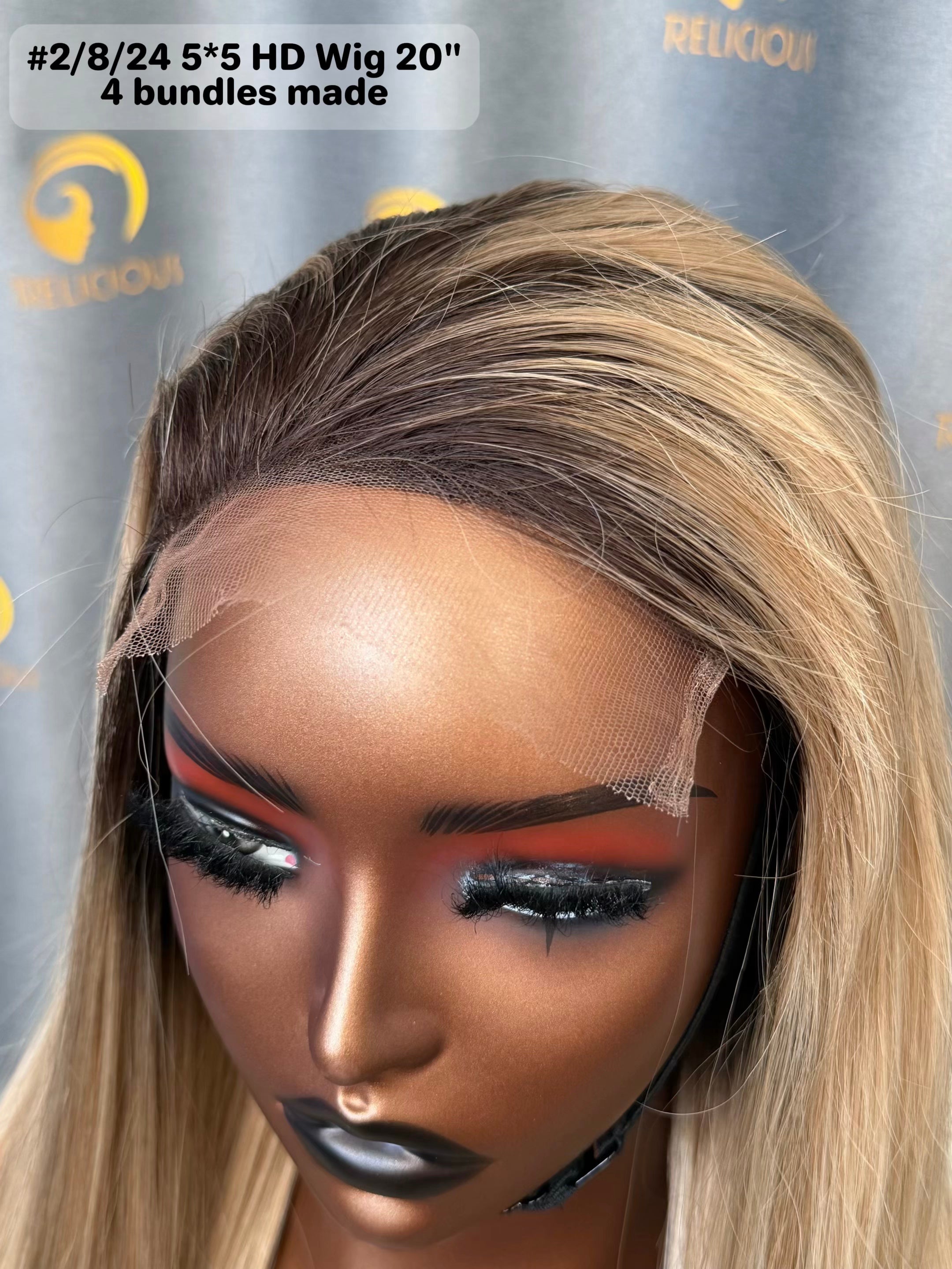 PreColored #2/8/24 HD Wig Luxury Virgin Hair