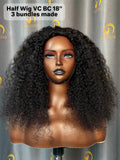 Virgin Cambodia Burmese Curly Half Wig #1B