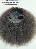 Virgin Cambodia Burmese Curly Half Wig #1B