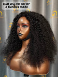 Virgin Cambodia Burmese Curly Half Wig #1B