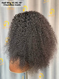 Virgin Cambodia Burmese Curly Half Wig #1B
