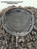 Virgin Cambodia Burmese Curly Half Wig #1B