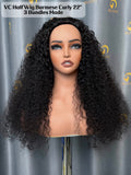 Virgin Cambodia Burmese Curly Half Wig #1B