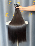 Virgin Bone Straight Double Drawn Bundle Weft - #1B