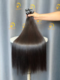 Virgin Bone Straight Double Drawn Bundle Weft - #1B