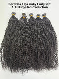 Virgin Vietnamese Jet Black Kinky Curly Keratins Tips (7-10 Days for Production)
