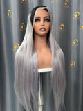 Virgin T1BGrey Straight Wig 3 Bundles Made