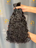 #Jet Black Water Wave Bulk Hair for Bobo Braiding