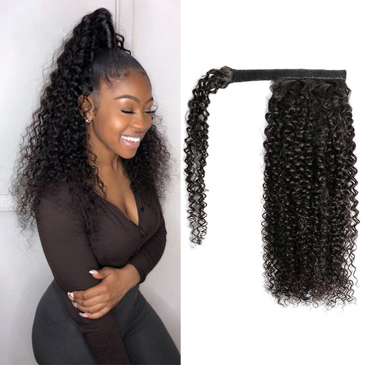 Deep wave Ponytail with Velcro